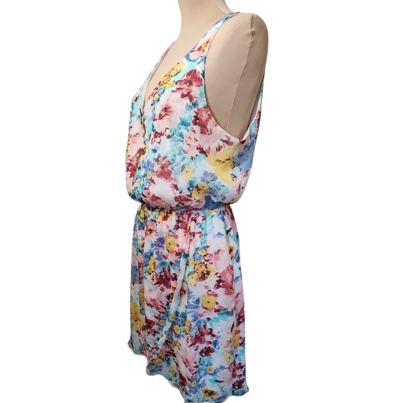 GUESS Floral Print Scoop Neck Mini Dress - Picture 9 of 14